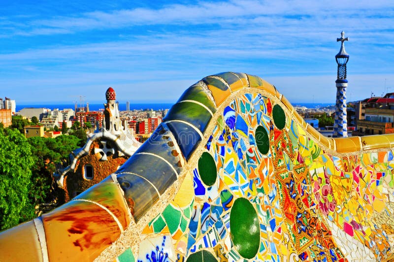 Parque Guell en Barcelona, España fotos de archivo libres de regalías Parque Guell en Barcelona, España fotos de archivo libres de regalías