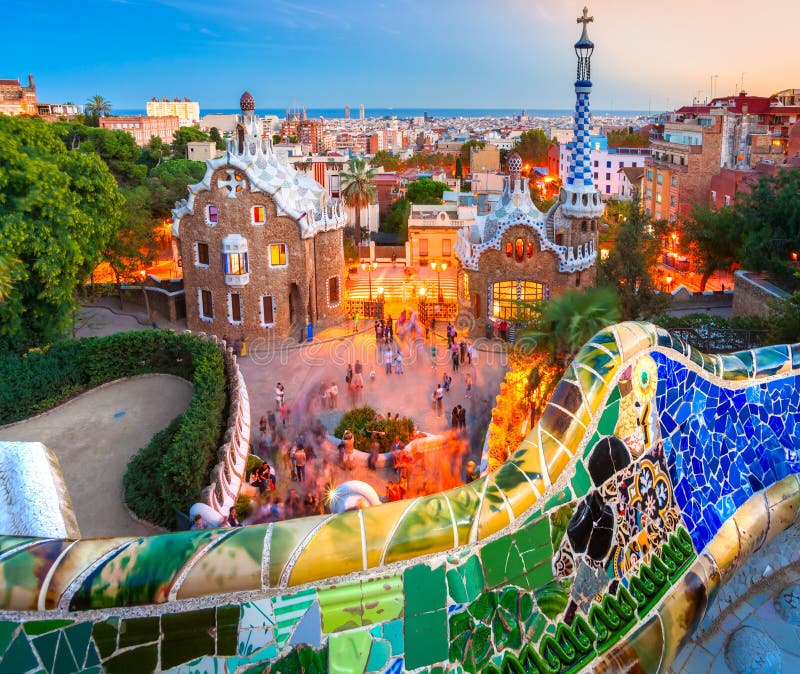 Parque Guell en Barcelona, España. imagenes de archivo Parque Guell en Barcelona, España. imagenes de archivo