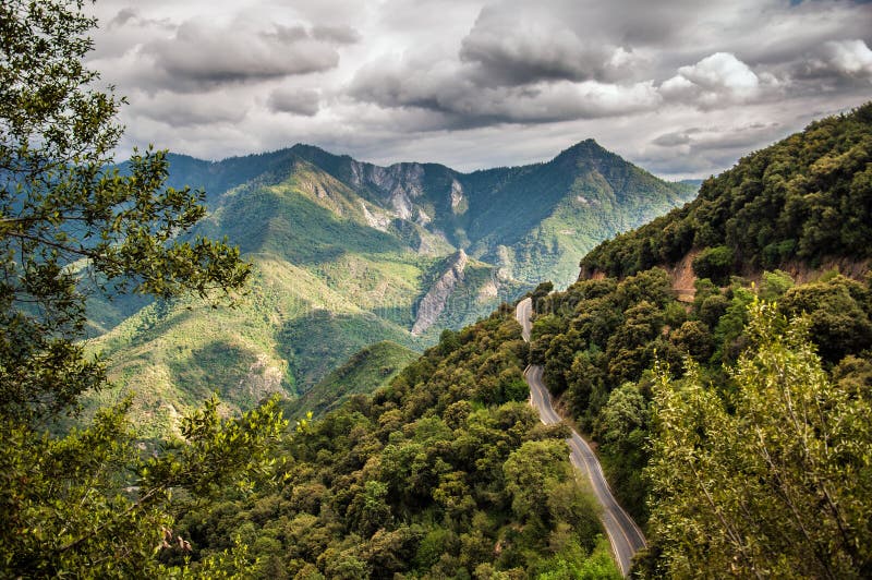 Curly road leading up to Sequoia National Park in California. Curly road leading up to Sequoia National Park in California