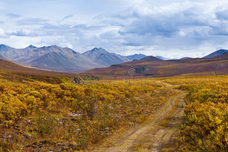 Autumn fall colors in mountain tundra of Tombstone Territorial Park near Dempster Highway north of Dawson City, Yukon Territory, Canada. Autumn fall colors in mountain tundra of Tombstone Territorial Park near Dempster Highway north of Dawson City, Yukon Territory, Canada