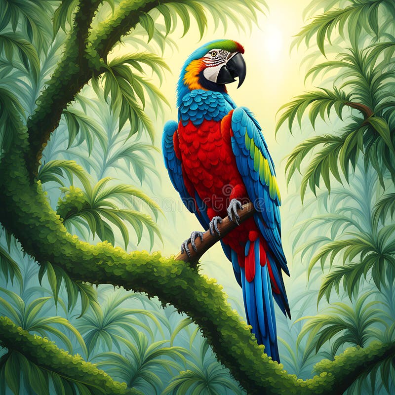 Parrot beautiful attractive photography in nature. "This image has been created by generative AI, showcasing a captivating photograph of a beautiful and vibrant parrot in its natural habitat. The bird s feathers display a breathtaking array of colors, from vibrant greens and blues to vivid reds and yellows, creating a stunning visual spectacle. Perched amidst lush foliage, the parrot embodies the allure of nature s vibrant palette. The intricate details of its plumage and the gleam in its eye evoke a sense of wonder, capturing a fleeting moment of the parrot s natural charm and the beauty that thrives in the heart of the wilderness. "