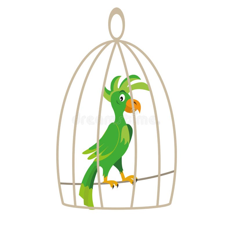 Parrot in a cage stock vector. Illustration of animal 86513985