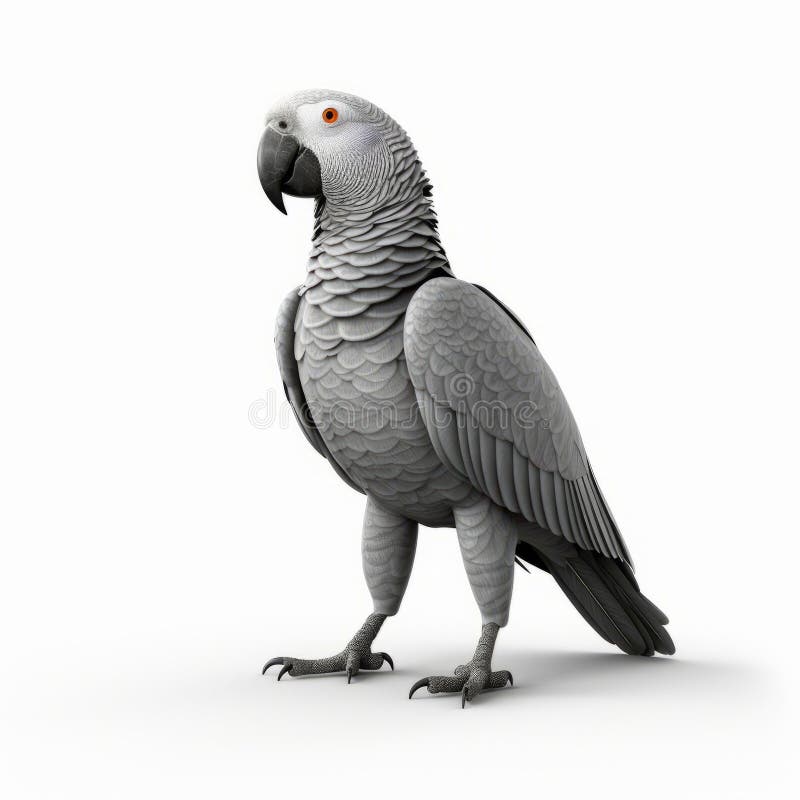 3d Rendered African Grey Parrot Illustration With Bold Shadows royalty free illustration