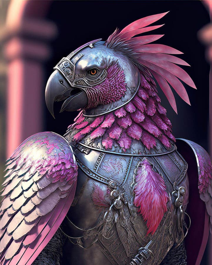 A Parrot pink with armor stock illustration. Illustration of pattern ...