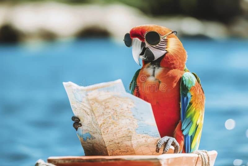 Parrot Sailing Adventure: Vibrant Bird Navigating the Open Sea with a ...