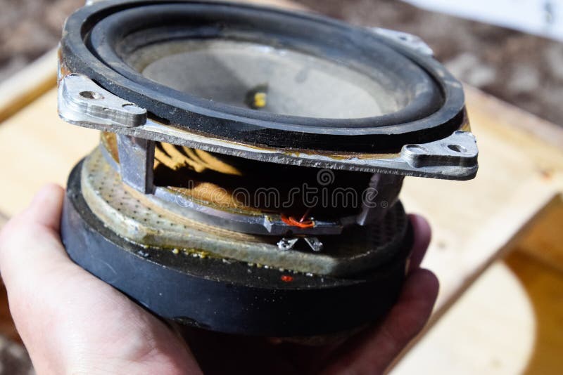Parsing the speaker. Subwoofer 15gdn stock photos