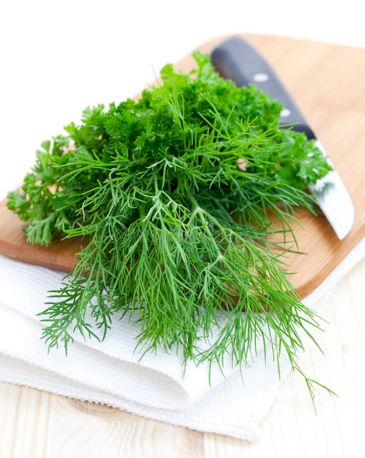 Parsley and Dill on Cutting Board Stock Photo Image of spice, cutting