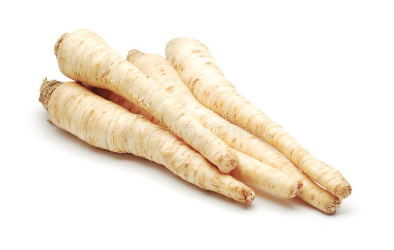 Parsley Roots and Carrots Fresh Vegetables Isolated, White Background