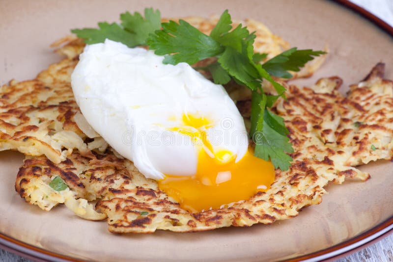 Parsnip pancakes with egg