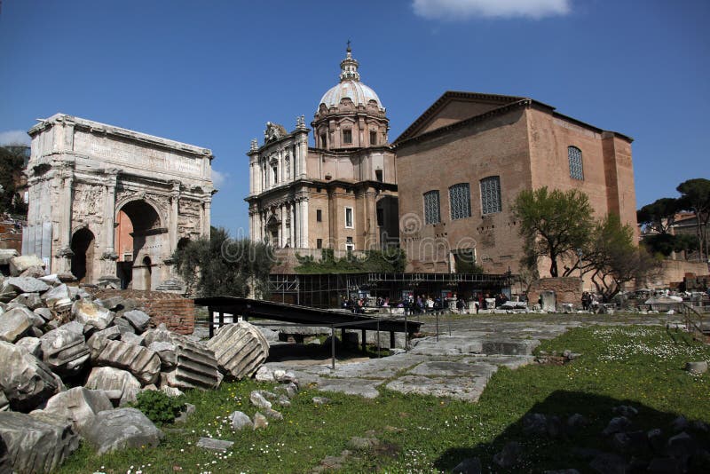 Part of the ancient Forum in Rome stock image
