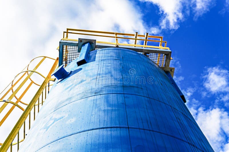 Part of a blue container on the background. royalty free stock photo