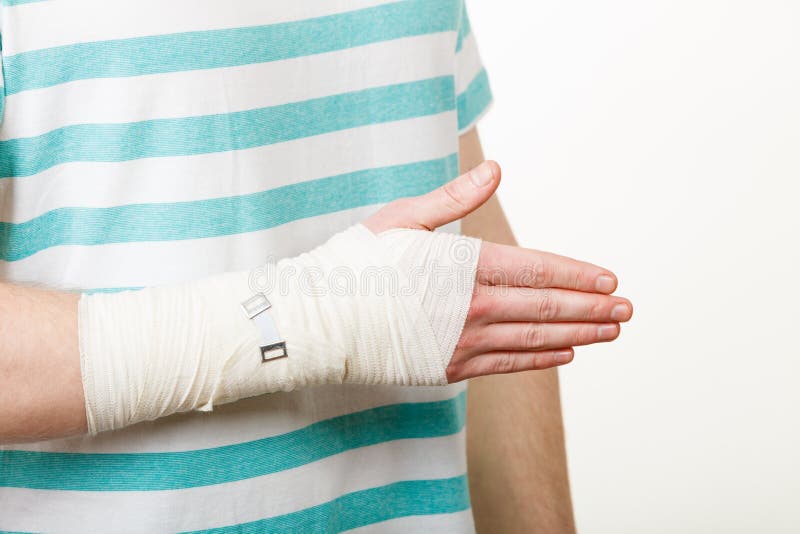 Part Body Man with Bandaged Hand. Stock Photo - Image of injury ...