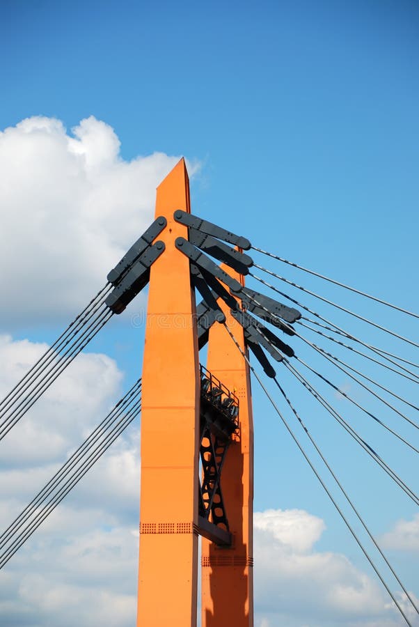 Part of the Bridge with Ropes Stock Photo Image of tower