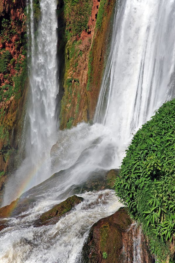 Part of Cascade D Ouzoud waterfall with rainbow. UNESCO. Morocco. stock image Part of Cascade D Ouzoud waterfall with rainbow. UNESCO. Morocco. stock image