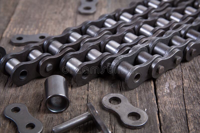 Part of the Chain Drive of Machinebuilding Mechanism. Stock Photo