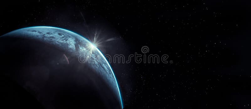Part of earth with sun rise and lens flare