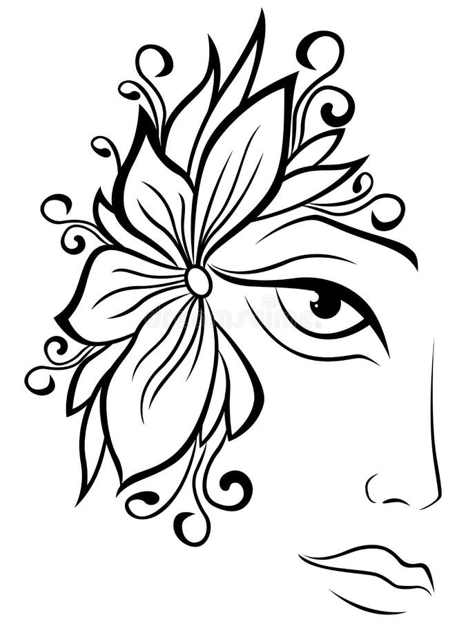 Download Part Of Female Face With Floral Accessories Stock Vector - Illustration of beautiful, elegance ...