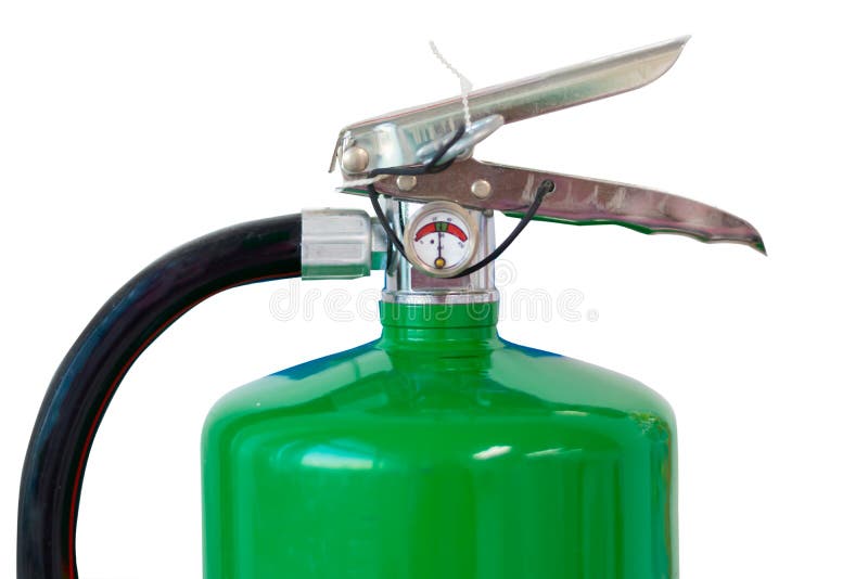 Part of Green Fire Extinguisher. Stock Image Image of metal, object