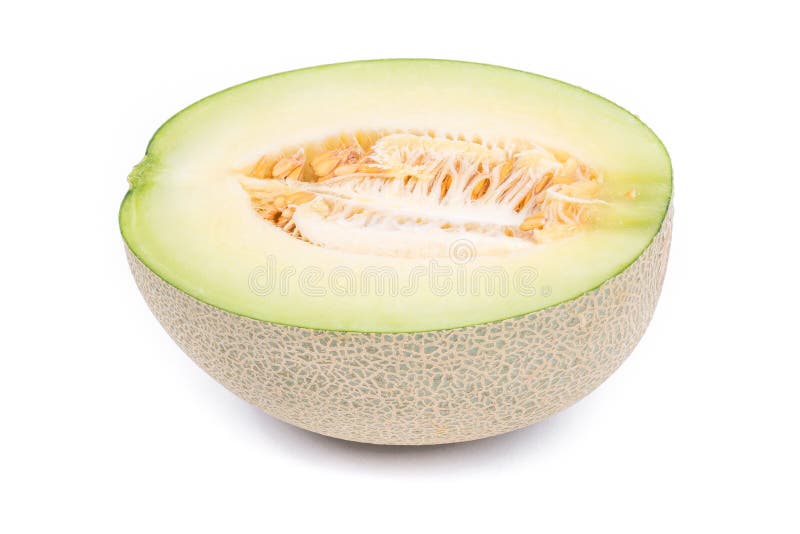 Part of the Green Japanese Melon in Isolated Stock Photo Image of