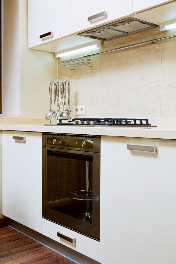 Part of Kitchen Interior with Gasstove Stock Image Image of black
