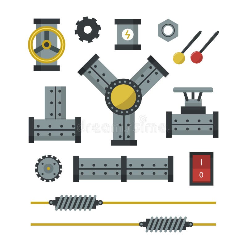 Part of machinery manufacturing work detail gear mechanical equipment industry vector illustration.