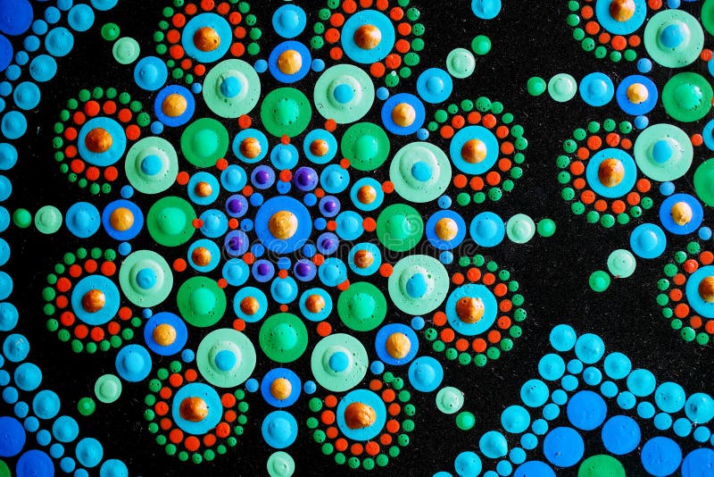 Mandala Dot Art Painting on Wood Tiles. Beautiful Mandala Hand Painted