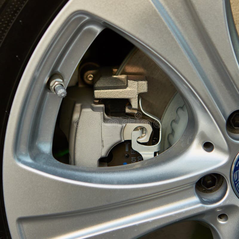 Part of Modern New Wheel Car with Disk Brake Pad Stock Image Image of