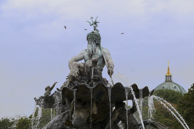 Part of the Neptune Fountain in Berlin with the Greek god Poseidon (= Neptune for Romans) in the center, a famous skulpture in th