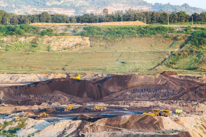Part of a pit with big mining truck working. royalty free stock images