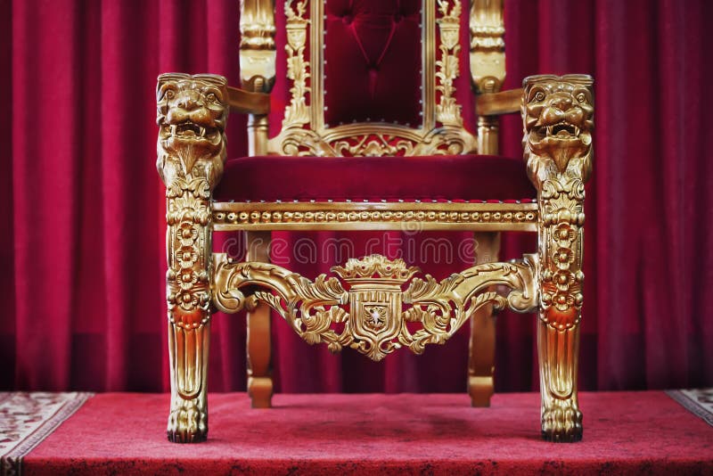 Red Royal Chair on a Background of Red Curtains. Stock Photo - Image of  classic, king: 175402560