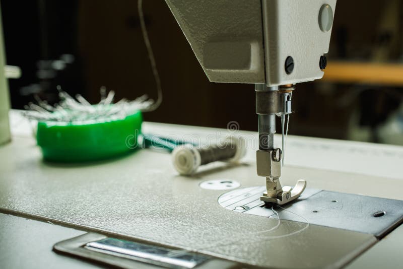 Part of the Sewing Machine with a Needle and Thread Stock Image Image