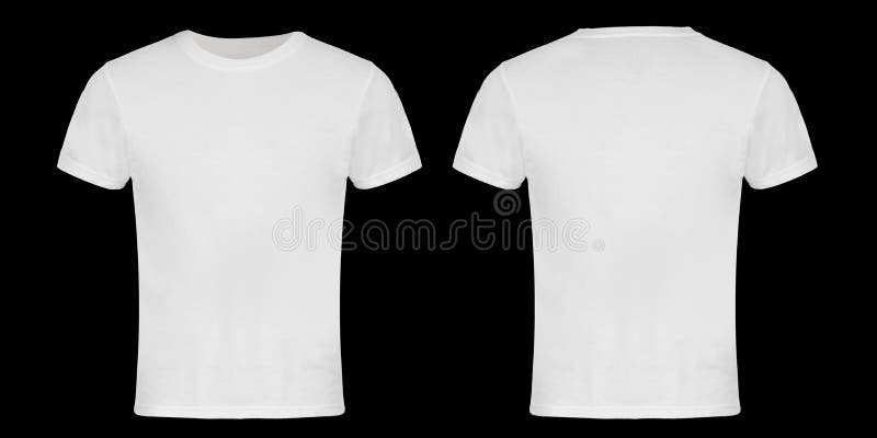 White Blank T-shirt Front and Back in Isolated in Black Background. White Blank T-shirt Front and Back in Isolated in Black Background