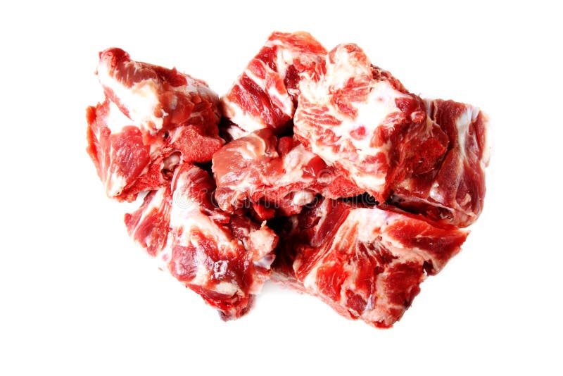Pedaços de carne crua isolados imagem de stock