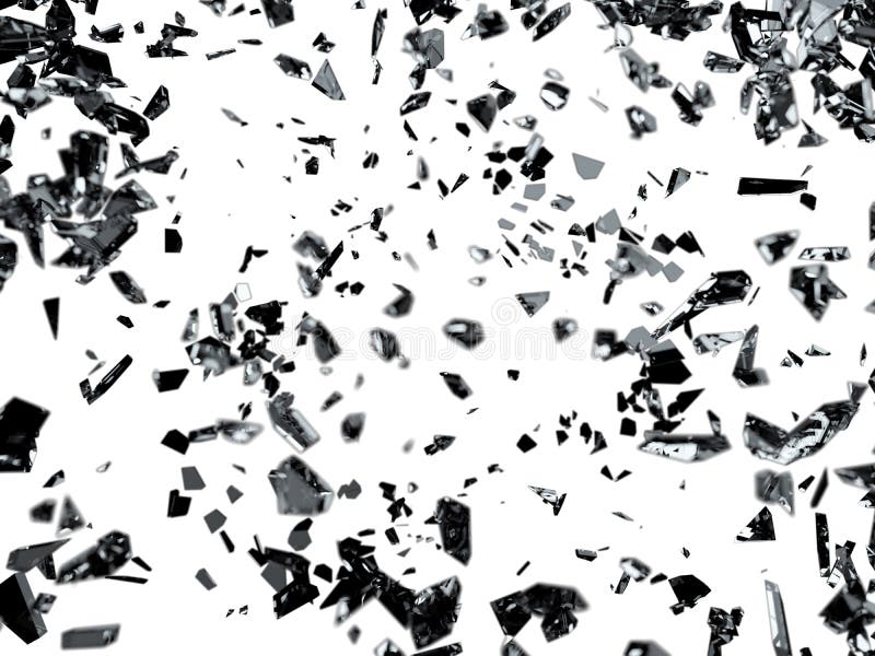 Partes de vidro pequenas e grandes no branco ilustração stock