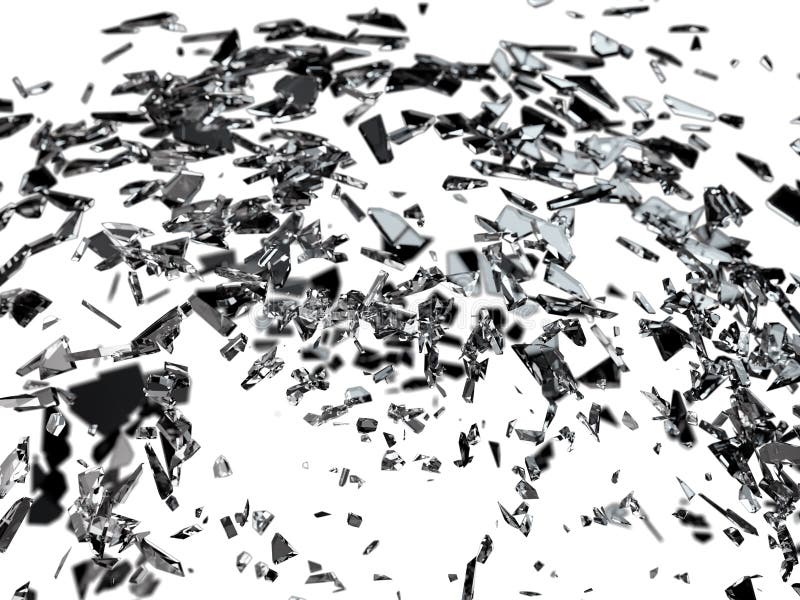 Partes de vidro pequenas e grandes no branco ilustração stock