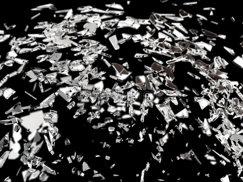 Partes de vidro pequenas e grandes no preto ilustração stock