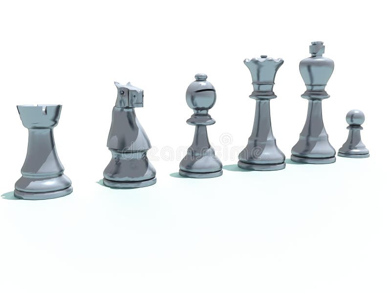 Peças de xadrez 3D brancas ilustração stock. Ilustração de ilustrado -  158575276