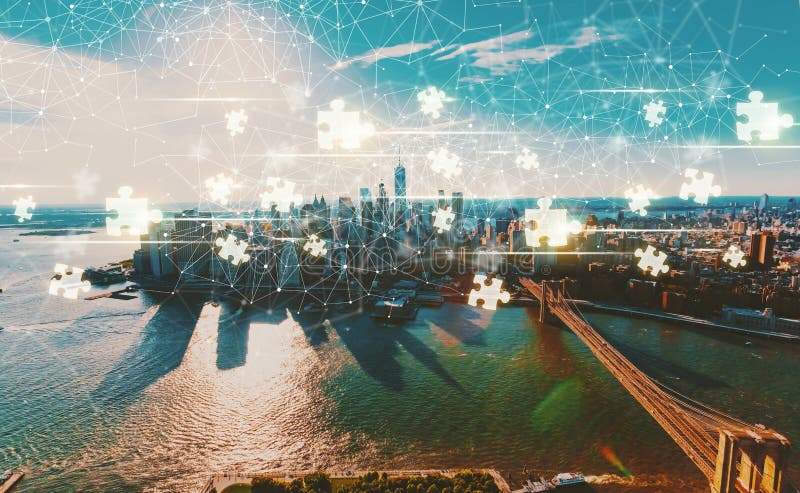 Partes do enigma com New York City fotos de stock