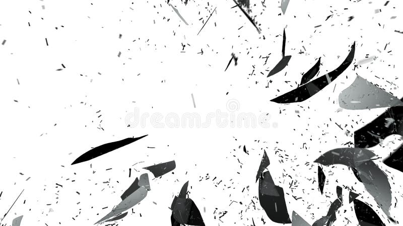 Partes pequenas de vidro rachado splitted no branco ilustração do vetor