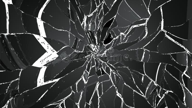 Partes pequenas e grandes quebradas de vidro no branco ilustração royalty free