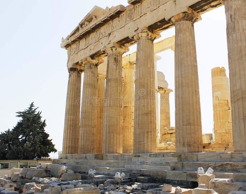Parthenon Columns Warm Sun Light Athens Stock Image Image of