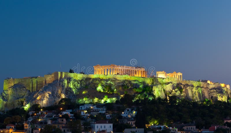 View on Acropolis at night, Athens, Greece. View on Acropolis at night, Athens, Greece.