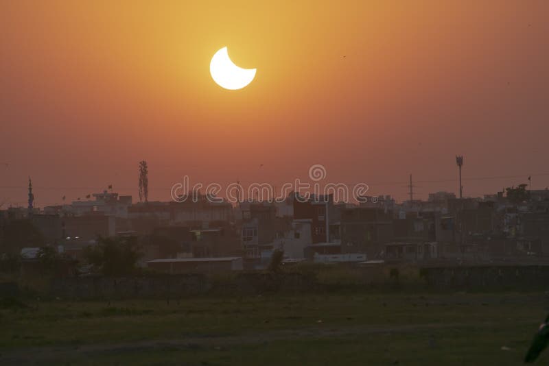 Partial Solar Eclipse 25 October 2022 India Stock Photo Image of
