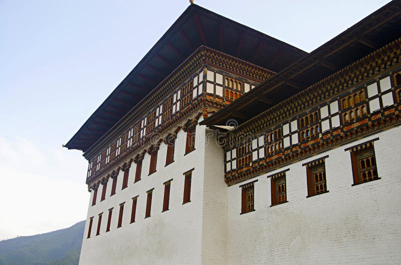 Partial view of the King`s Palace. Known as Dechencholing Palace. Thimphu.