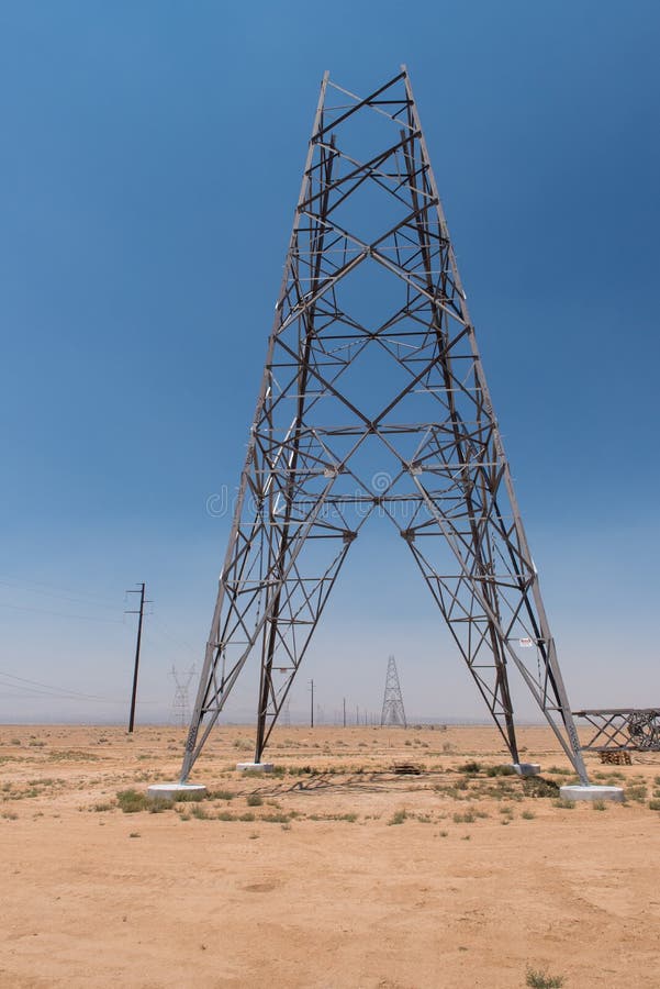 Partially Constructed Electrical Tower in Desert Stock Photo Image of