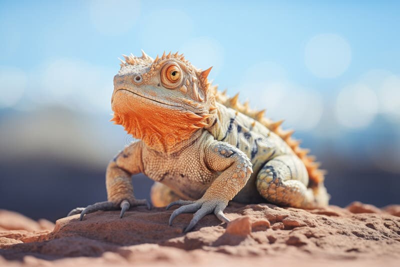 Partially Shaded Bearded Dragon on Rough Terrain Stock Photo Image of