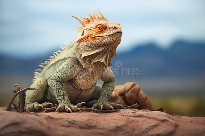 Partially Shaded Bearded Dragon on Rough Terrain Stock Image Image of