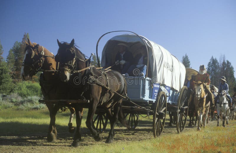 Living History participants in wagon train near Sacramento, CA. Living History participants in wagon train near Sacramento, CA