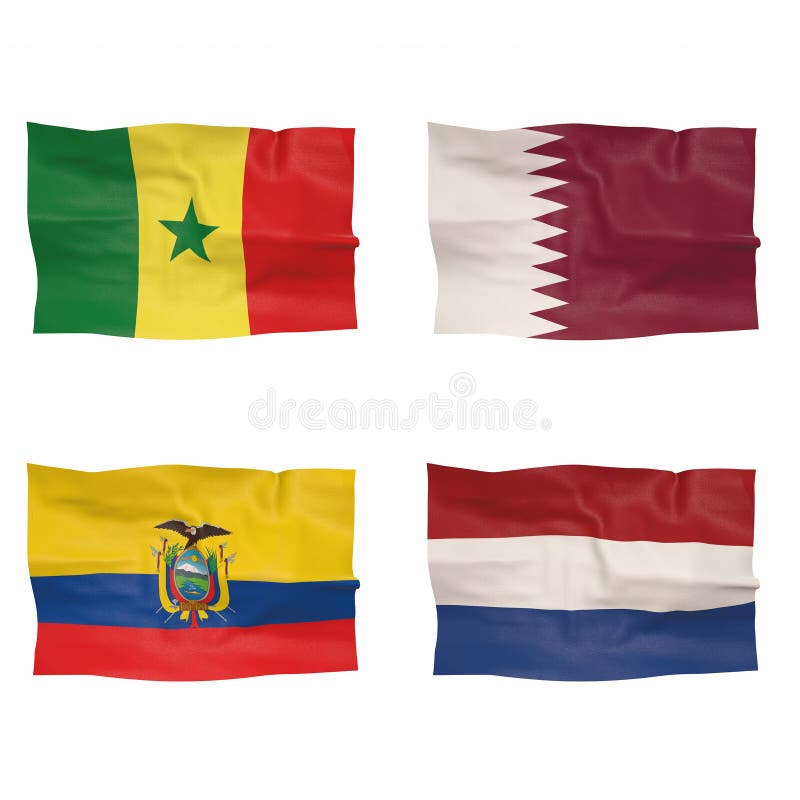 Participating Countries of Group a of the 2022 FIFA World Cup 3drendering Stock Illustration