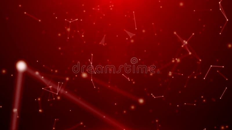 Particle motion and glow triangles on red screen royalty free illustration
